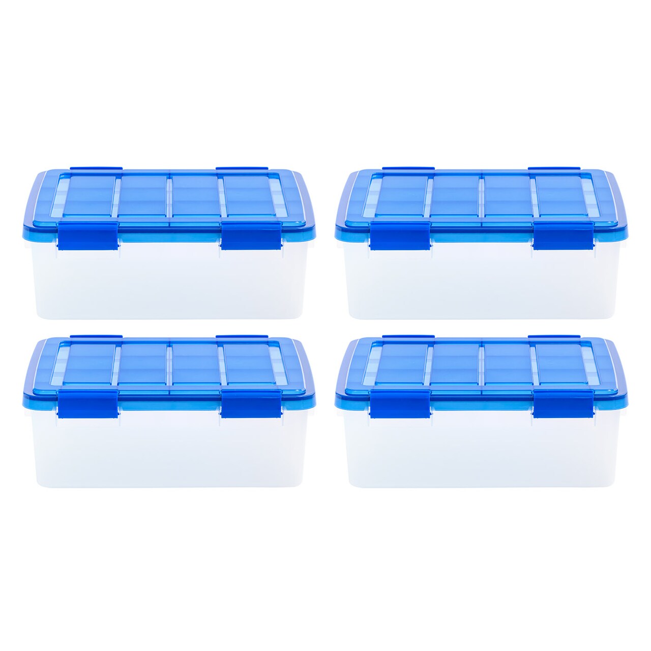 IRIS USA 4Pack 30qt WEATHERPRO Airtight Plastic Storage Bin with Lid and Seal and Secure Latching Buckles